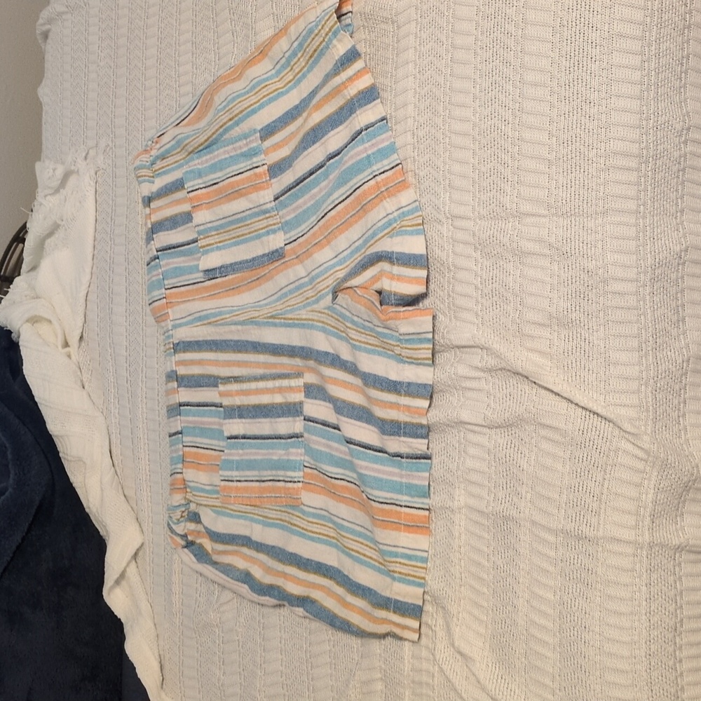 Briggs New York Multi-Color Pastel Striped Linen Rayon Blend Shorts - Picture 7 of 11